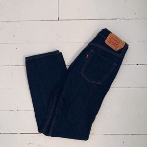 Straight leg dark wash Levi’s jeans